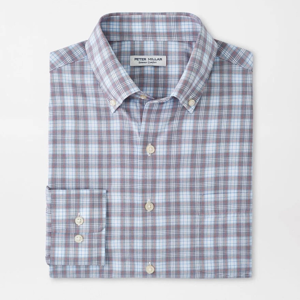 Peter Millar Watson Performance Poplin Shirt MF24W45LTBP Men's Size X-Large $160